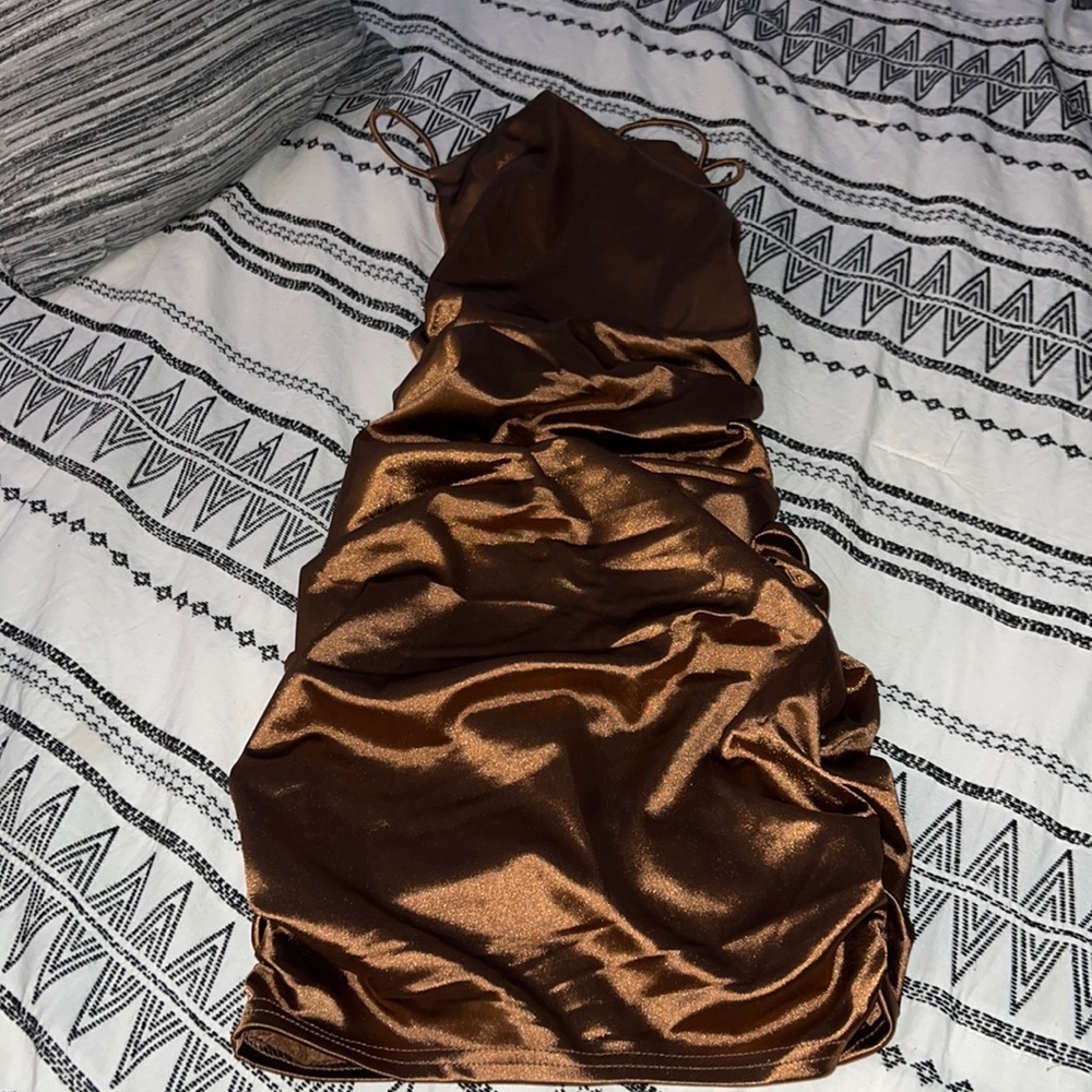 A brown dress this was worn for a birthday